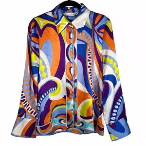 Zara 70s inspired boho abstract print blouse